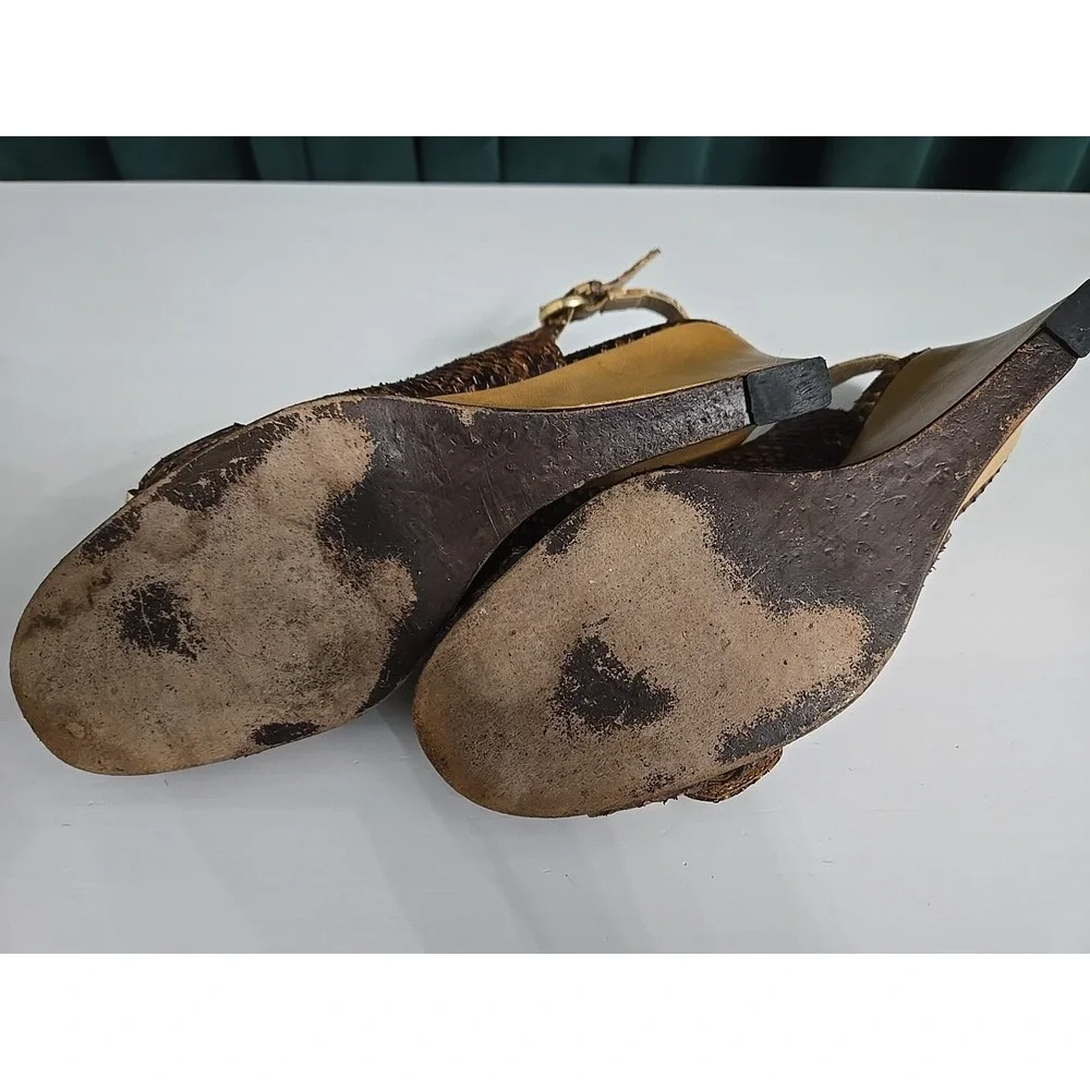 Womens Stuart Weitzman AW35604 Size 8.5.N Snake Skin‎ Sling Back Peep Toe Heels